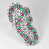 10.69 G. Natural Gems Emerald Ruby Gems Real 925 Sterling Silver Ring Size 8