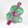 Natural Gem Emerald and Ruby Real 925 Sterling Silver Jewelry Ring Size 7 Natural Gem Emerald and Ruby Real 925 Sterling Silver Jewelry Ring Size 7
