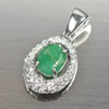 2.55 G. Natural Gem Green Emerald Real 925 Silver White Gold Plated Pendant 2.55 G. Natural Gem Green Emerald Real 925 Silver White Gold Plated Pendant