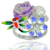 7.38 G. Natural White Pearl with Rose Purple Resin 925 Sterling Silver Ring 7
