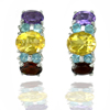 7.17 G. Natural Citrine Amethyst Garnet Topaz Real 925 Sterling Silver Earrings
