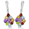 Amethyst Garnet Citrine Peridot Real 925 Sterling Silver Earrings 9.50 G Natural