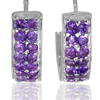 Good Natural Gems Round Purple Amethyst Sterling 925 Silver Jewelry Earrings