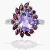Amethyst Rhodolite Garnet Real 925 Sterling Silver Jewelry Ring Size 8 Natural