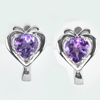925 Sterling Silver Earrings Jewelry with Purple Amethyst 5.58 G. Natural Gem