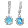 4.58 G. Good Gems Swiss Blue Topaz Real 925 Sterling Silver Earrings