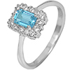 Real 925 Sterling Silver Ring with Natural Swiss Blue Topaz Gem and Cz Size 6.5