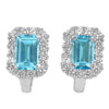 925 Sterling Silver Earrings 2.84 G. Octagon Shape Natural Gem Swiss Blue Topaz