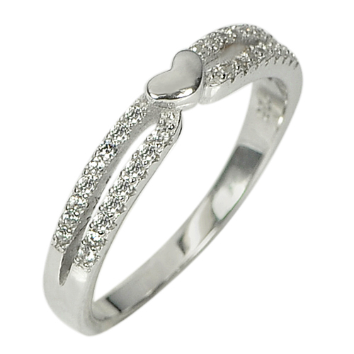 3.18 G. Wholesale White Gold Plated Real 925 Sterling Silver Ring Size 6