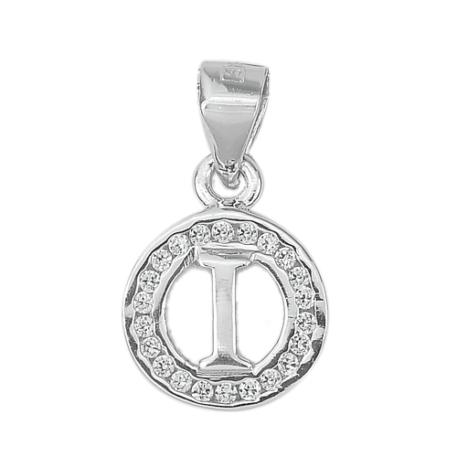 3.03 G. 3 Pcs.Wholesale Letter I Design With CZ Real 925 Sterling Silver Pendant