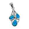 4.42 G. Real 925 Sterling Silver Jewelry Pendant Multi Color Blue Created Opal
