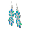 23.81 G.3 Pcs. Multi Color Opal Olive Leaf Design 925 Sterling Silver Earrings