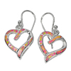 13.53 G. 3 Pcs. Heart Created Multi Color Pink Opal 925 Sterling Silver Earrings