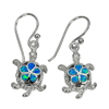 11.90 G.3Pcs. Lovely Turtle Design Multi Color Opal 925 Sterling Silver Earrings