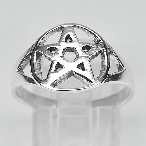 2.98 G. Real 925 Sterling Silver STAR OF DAVID Jewelry Ring Size 8