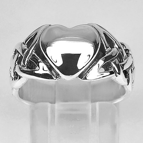 6.14 G. Real 925 Sterling Silver Jewelry Design Claddagh Heart Rings Size 8