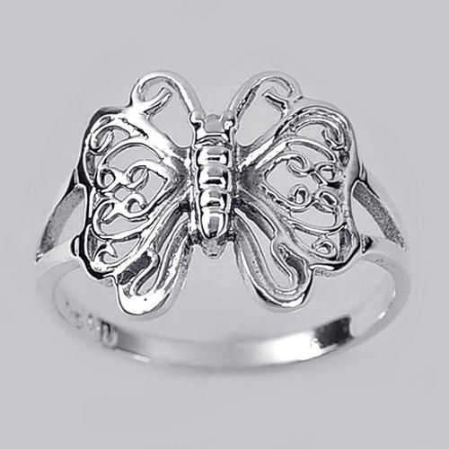 2.20 G. Butterfly Design Real 925 Sterling Silver Jewelry Beautiful Ring Size 9