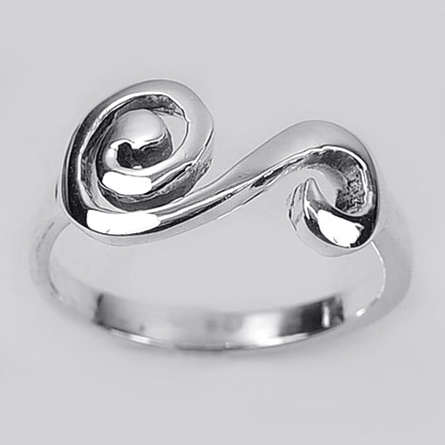 2.88 G. New Fashion Real 925 Sterling Silver Design Swirl Ring Size 7