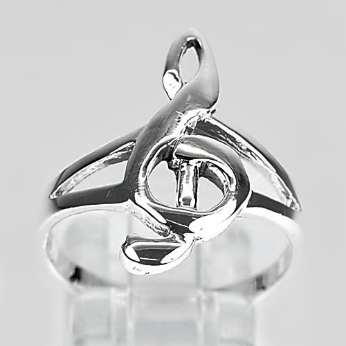 3.77 G. Real 925 Sterling Silver Style Musical Note Ring Jewelry Size 8