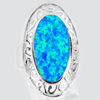 925 Sterling Silver Ring Jewelry with Multi Color Blue Created Opal Inlay Size 8