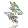 5.73 G. Olive Created Multi Color Pink Opal Real 925 Sterling Silver Ring Size 7