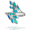 Nice Olive Design Created Multi Color Blue Opal 925 Sterling Silver Ring Size 6