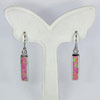 3.02 G. Multi Color Pink Created Opal Real 925 Sterling Silver Dangle Earrings