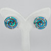 8.58 G. Real 925 Sterling Silver Spiral Stud Earrings Multi Color Created Opal