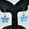 4.60 G.Multi Color Blue Created Opal Flower Pattern 925 Sterling Silver Earrings