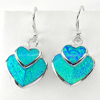 Nice Heart Design Created Multi Color Blue Opal 925 Sterling Silver Earrings