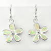4.75 G. Nice Flower Design Multi Color Opal Real 925 Sterling Silver Earrings