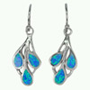 5.47 G. Pear Created Multi Color Blue Opal 925 Sterling Silver Earrings