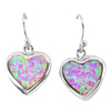 5.69 G. Charming Created Multi Color Pink Opal Real 925 Sterling Silver Earrings