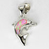2.43 G.Multi Color Pink Created Opal Dolphin 925 Sterling Silver Jewelry Pendant