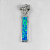 1.67 G. Real 925 Sterling Silver Multi Color Blue Created Opal Baguette Pendant