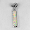 Real 925 Sterling Silver Multi Color White Created Opal Baguette Pendant Jewelry