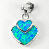 3.45 G. Heart Created Multi Color Blue Opal Real 925 Sterling Silver Pendant