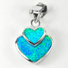 3.46 G. Heart Created Multi Color Blue Opal Real 925 Sterling Silver Pendant