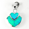 Lovely Heart Design Created Multi Color Blue Opal 925 Sterling Silver Pendant