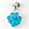 Lovely Heart Design Created Multi Color Blue Opal 925 Sterling Silver Pendant