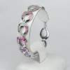 Good Design 925 Sterling Silver Multi Color Pink Created Opal Bracelet 7.5 Inch.