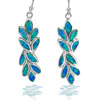 Created Multi Color Blue Opal Olive Leaf Design 925 Sterling Silver Earrings