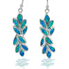 Created Multi Color Blue Opal Olive Leaf Design 925 Sterling Silver Earrings