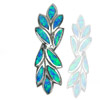 6.06 G. Created Multi Color Blue Opal 925 Sterling Silver Pendant Olive Leaf