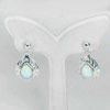 2.85 G. Real 925 Sterling Silver Multi Color White Created Opal Stud Earrings
