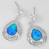 3.00 G. 1 Pair 925 Sterling Silver Multi Color Blue Created Opal Stud Earrings