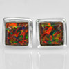 New Design 925 Sterling Silver Multi Color Orange Created Opal Stud Earrings