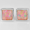 Multi Color Pink Created Opal Real 925 Sterling Silver Charming Stud Earrings