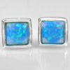925 Sterling Silver Stud Earrings Jewelry Multi Color Blue Created Opal 1.40 G.