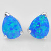 925 Sterling Silver Stud Earrings Jewelry with Multi Color Blue Created Opal